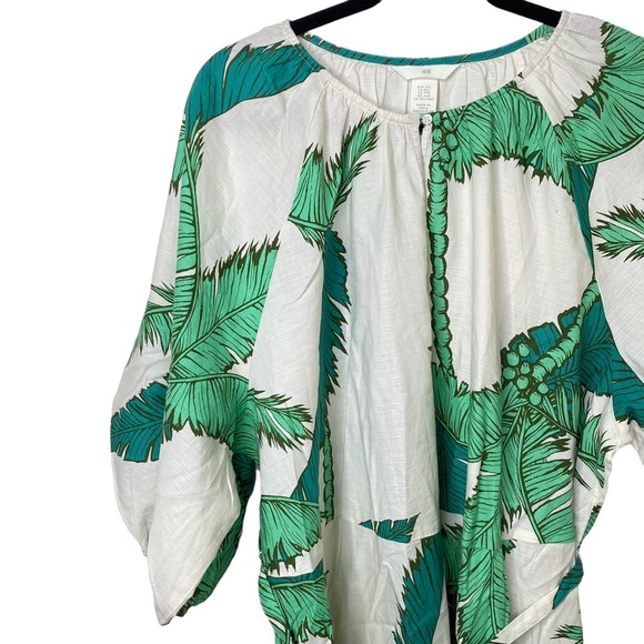 H&M Tropical Palm Leaf Tie Waist Mini Dress - Picture 6 of 9